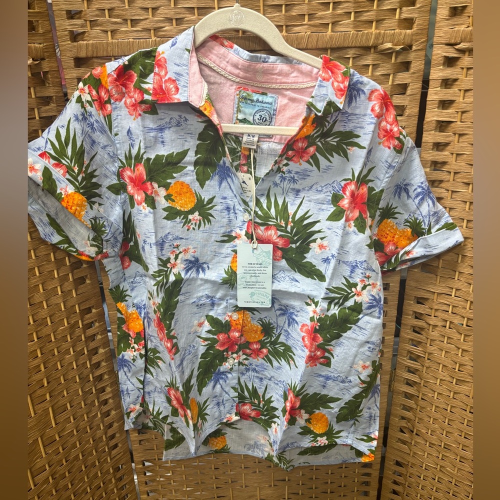 Tommy Bahama Blue and Green Casual Button Down Shirt